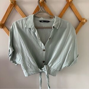 Zara linen blend crop